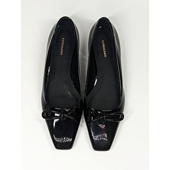 Ferragamo Women's Annie Patent Knot Ballerina Flats Black Size 7 C (MSRP $850) - Picture 4 of 11
